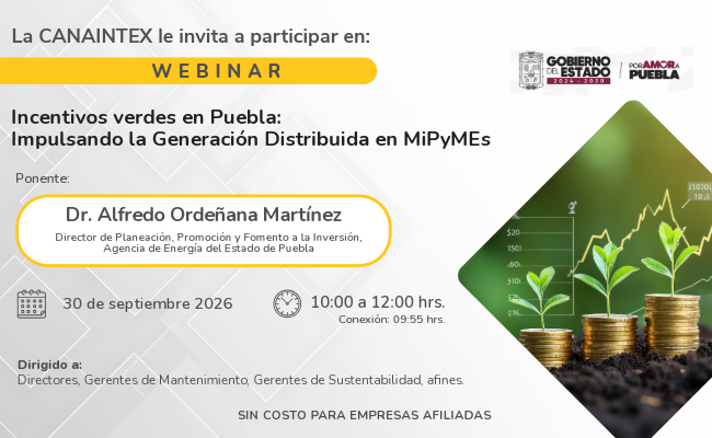 Webinar | Incentivos Verdes en Puebla : Impulsando la Generación Distribuida en MiPyMEs
